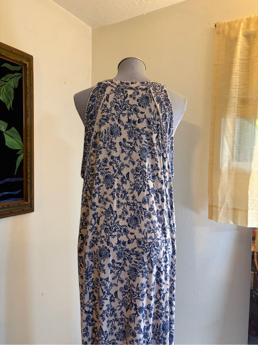 J. Jill Navy Floral Print on Blush V-Neck Top - Picture 5 of 9
